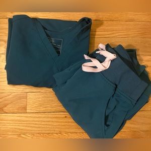 XXS FIGS SET Caribbean Blue Catarina & high waisted Zamora